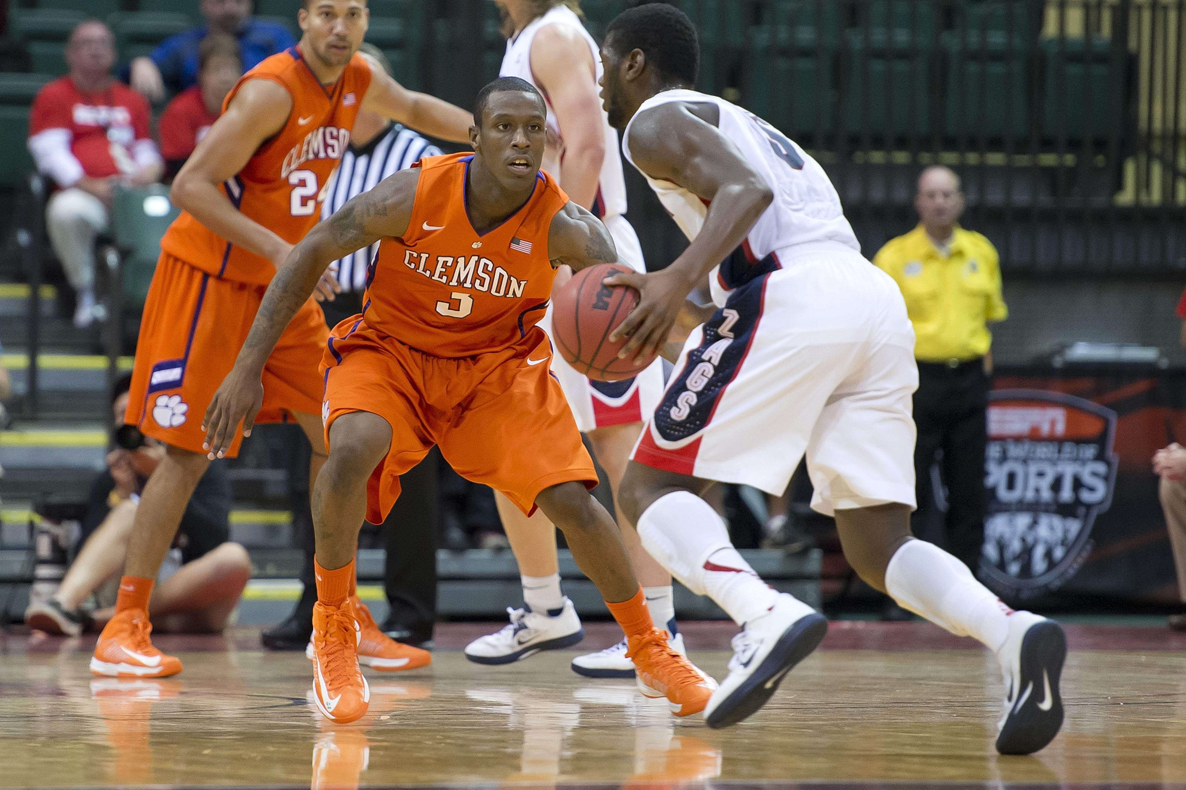 Valiant Clemson Effort Falls Short as No. 16/17 Gonzaga Prevails in Old Spice Classic, 57-49