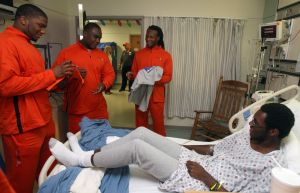 Brandon Ford, Grady Jarrett and DeAndre Hopkins