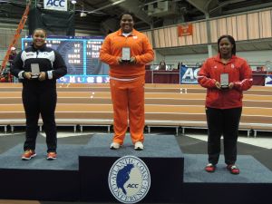 Brittney Waller concluded her ACC indoor career with a third straight weight throw crown on Friday.