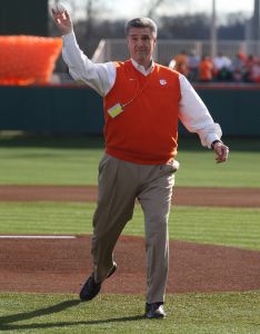 Director of Athletics Dan Radakovich threw out the first pitch prior to Friday's game.