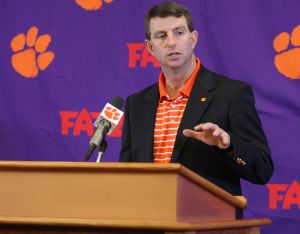 Head Coach Dabo Swinney addresses the media at his National Signing Day Press Conference.
