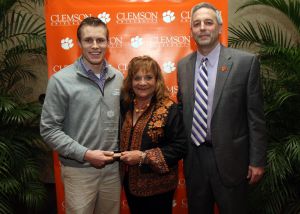 Marketing assistant Jordan Plumblee received the Andy Balliet Spirit of Clemson Award, presented by Andy's mother Roberta and Director of Basketball Operations Dick Bender.