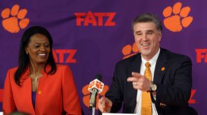 Head Coach Audra Smith and Director of Athletics Dan Radakovich