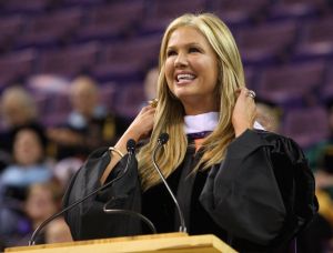 Clemson alumna Nancy O?Dell, co-host of Entertainment Tonight, received an honorary Doctor of Humanities degree at the afternoon graduation ceremony on Friday, May 10.