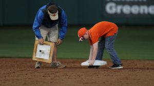 Ten-year-old cancer survivor Trey Sailors assisted the Clemson grounds crew and ?stole second base? in Saturday?s game against Georgia Southern.