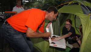 The IPTAY Collegiate Club members are waiting in line for tickets to the Clemson-Georgia football game, which will be distributed beginning Monday morning.