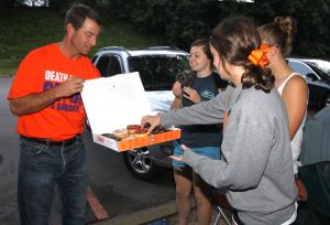 The IPTAY Collegiate Club members are waiting in line for tickets to the Clemson-Georgia football game, which will be distributed beginning Monday morning.