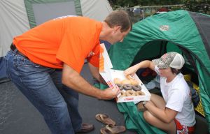 The IPTAY Collegiate Club members are waiting in line for tickets to the Clemson-Georgia football game, which will be distributed beginning Monday morning.