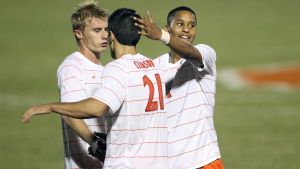 Kyle Fisher, Ara Amirkhanian and Amadou Dia Goal Celebration