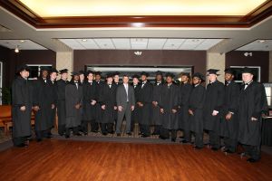 2013 Seniors in Cap & Gown with Head Coach Dabo Swinney