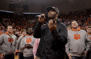 Tajh Boyd addressed the crowd at halftime of the game.