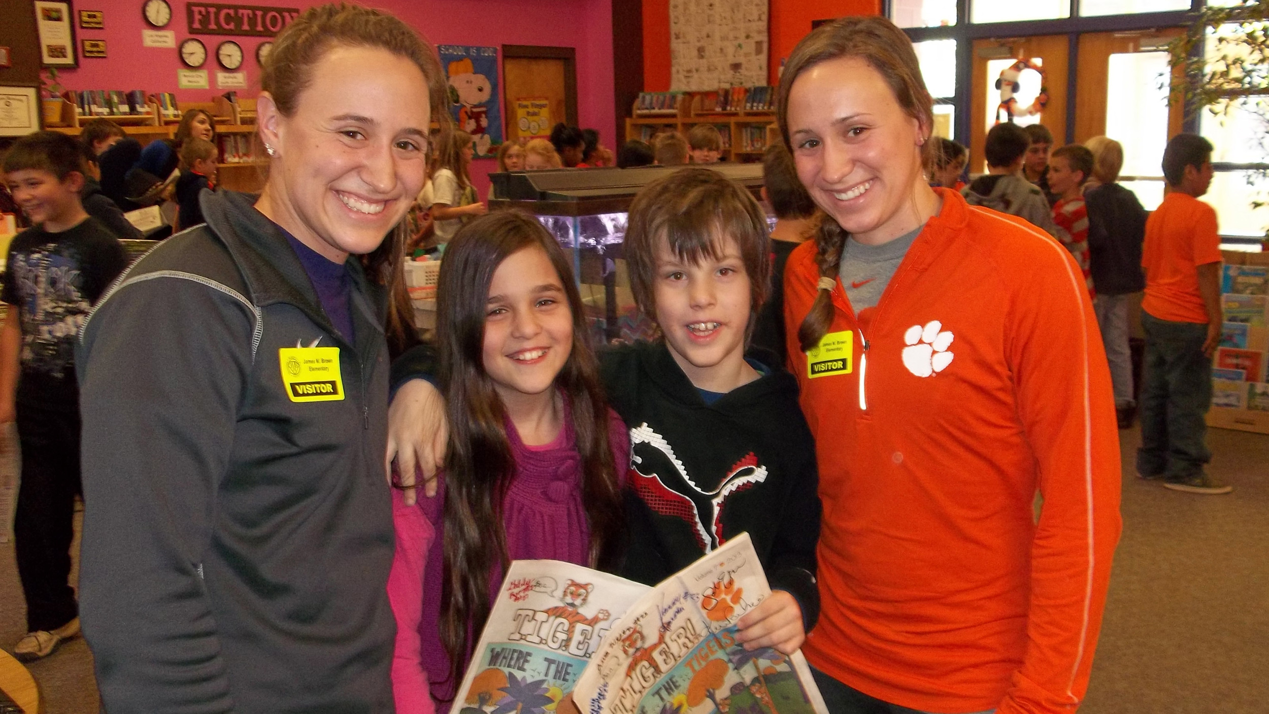 Tiger Women’s Soccer Twins Read to James Brown Elementary