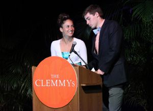 Carola Pederzani and Carson Fields present ACC Top Six Award for Community Service