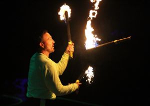 Fire juggler Albert Lucas