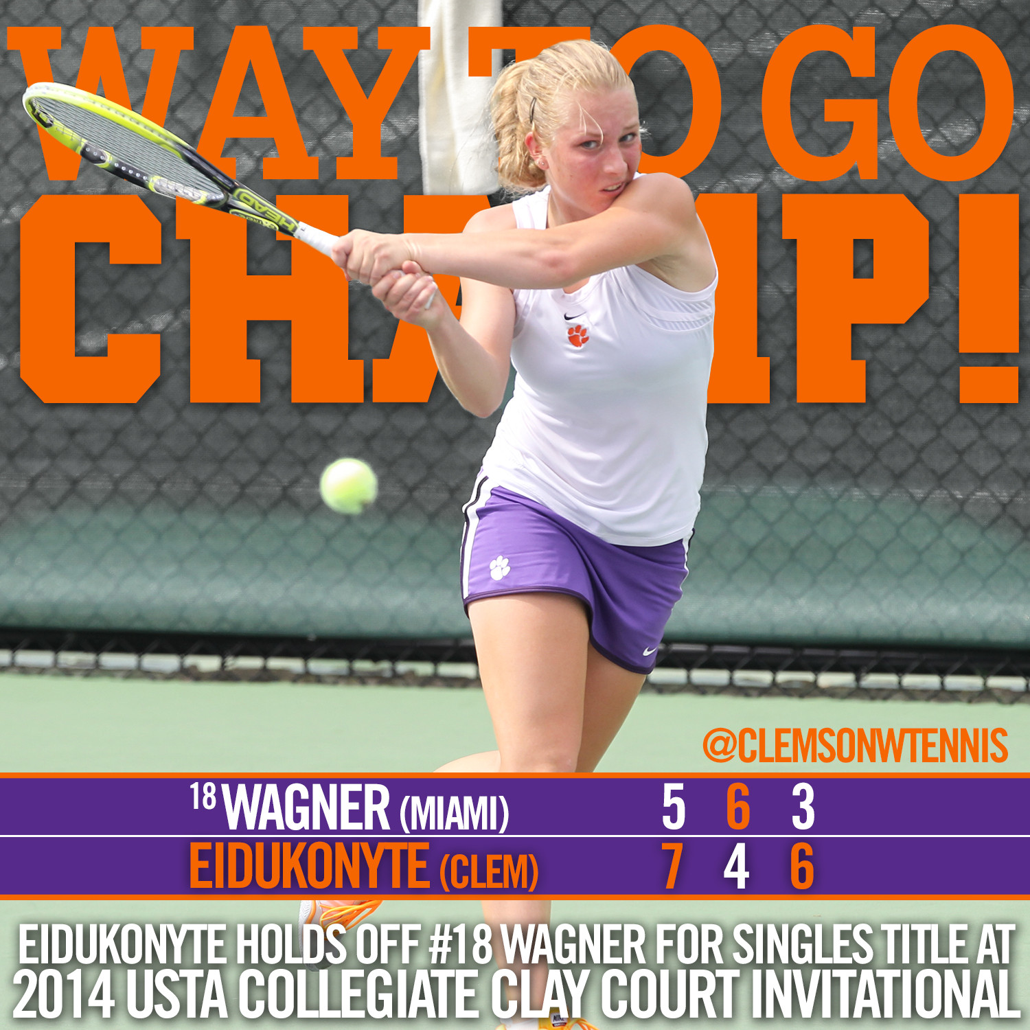 Eidukonyte Wins Singles Title; Clemson Concludes Play at the CCI