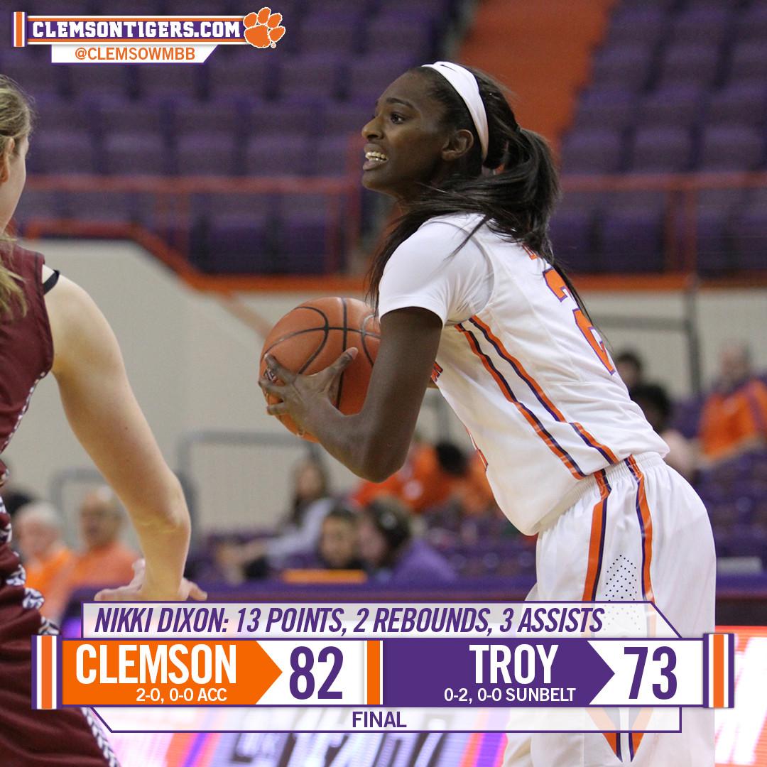 Clemson Moves to 2-0, Beats Troy 82-73