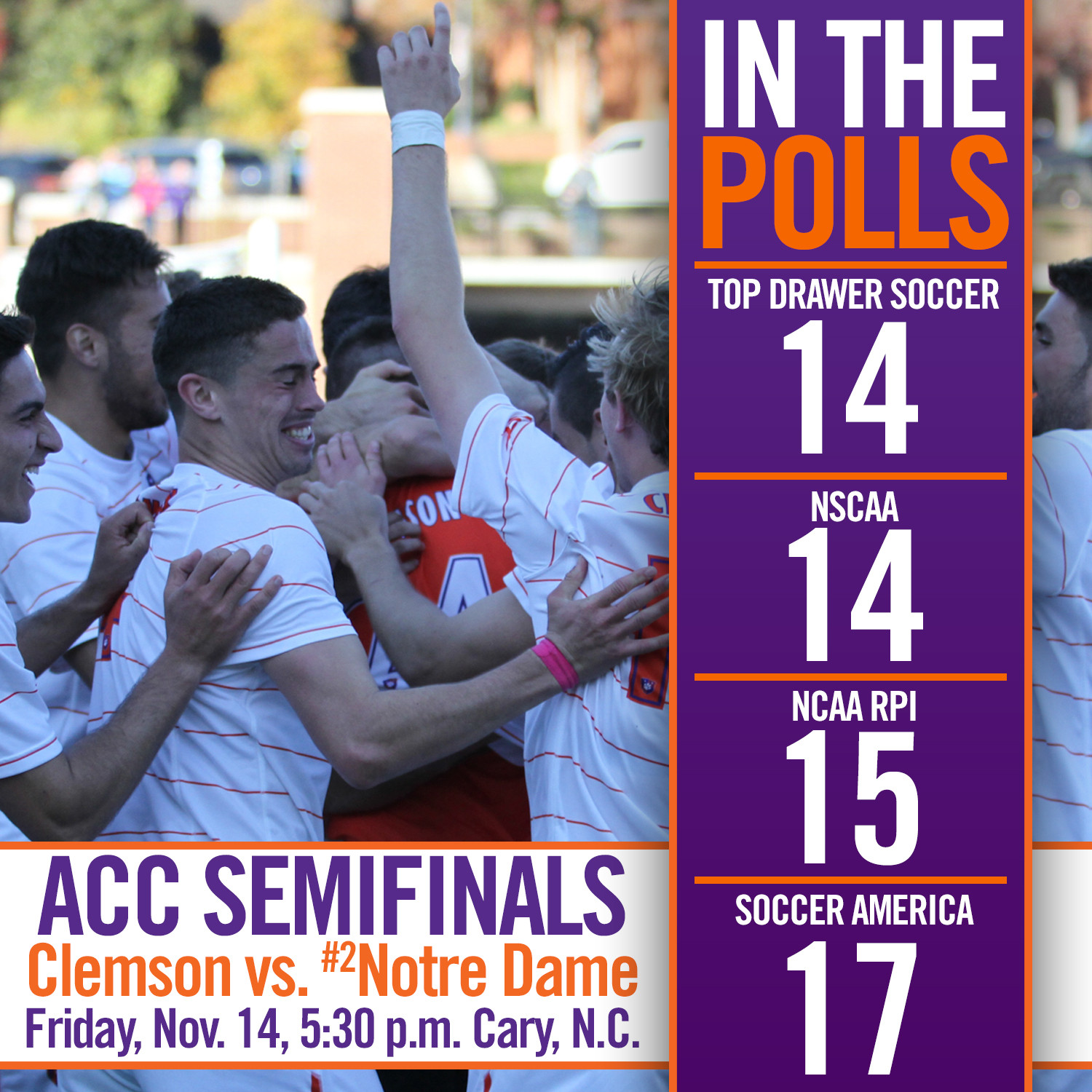 Clemson Ranked in All Three Major National Polls