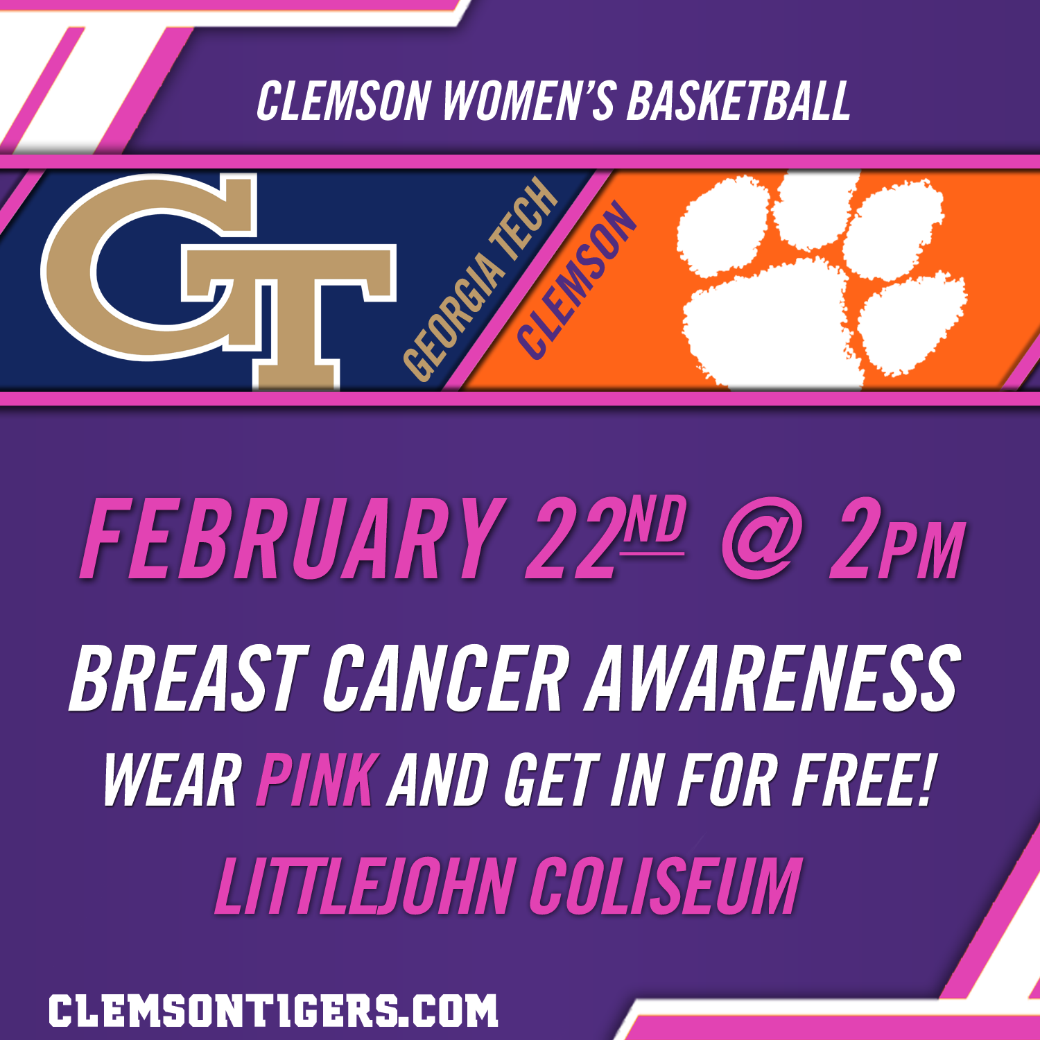 Tigers Host Jackets Sunday at 2 in Pink Game