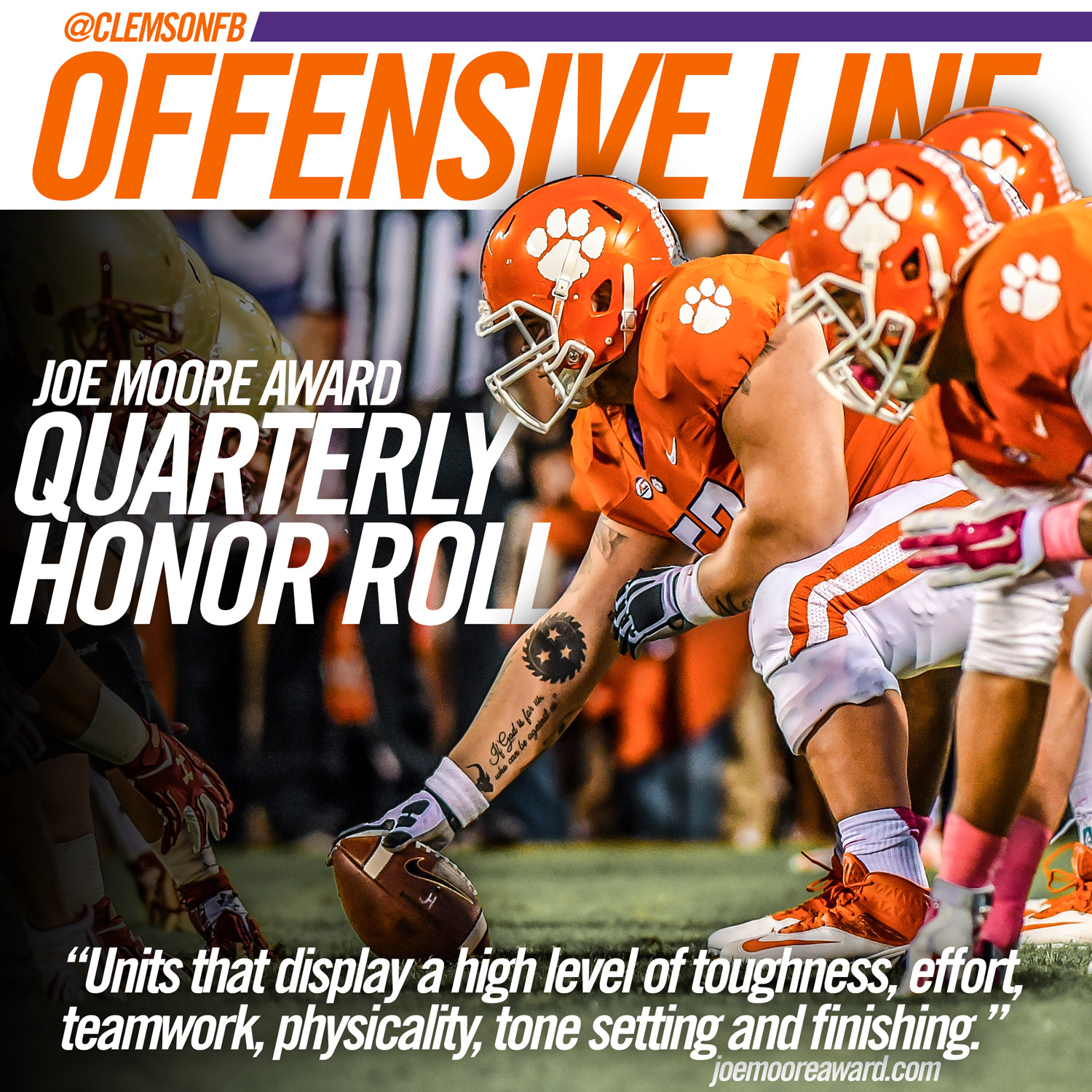 Clemson Offensive Line Honored by Moore Award