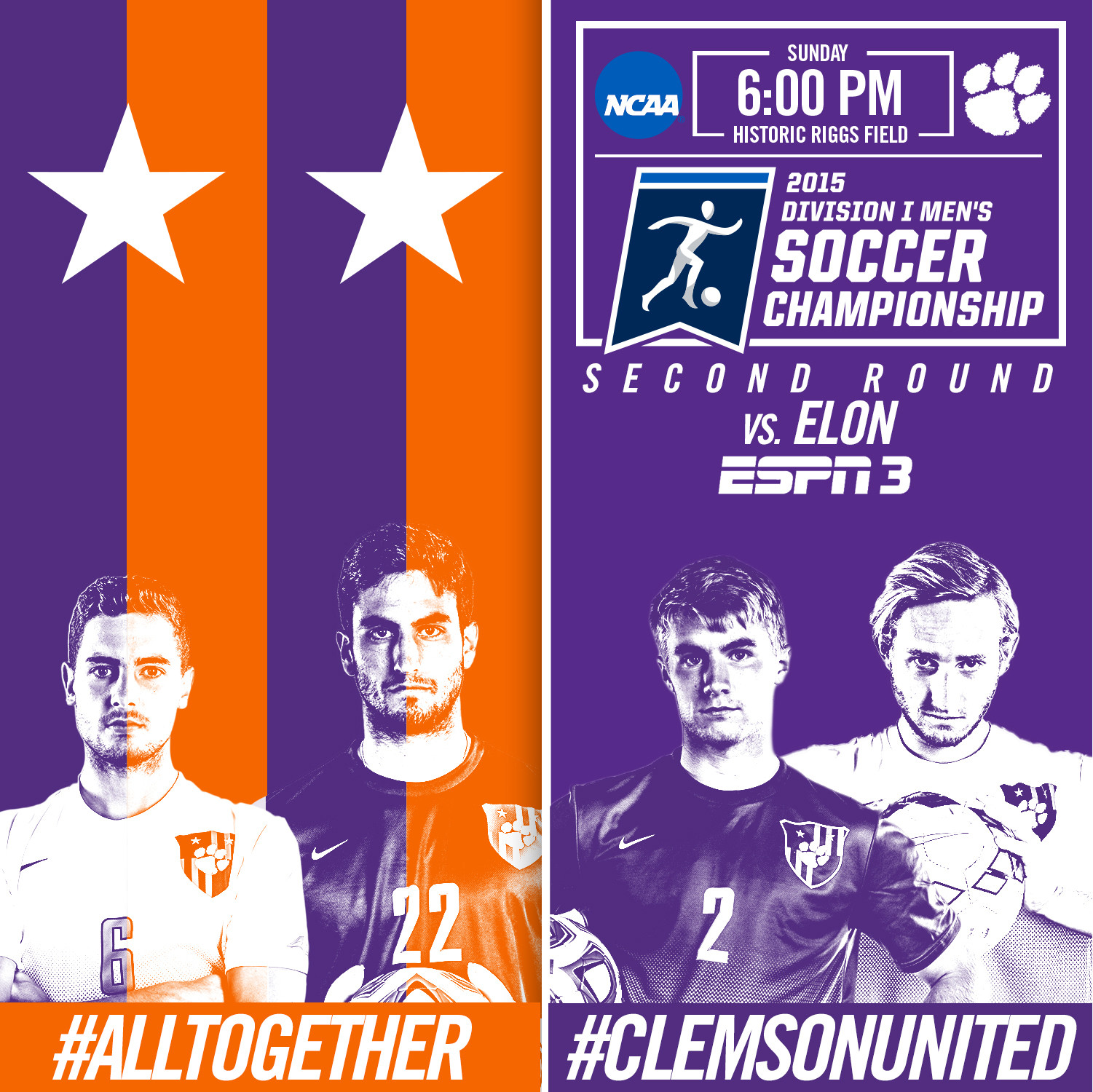 No. 2 Clemson Hosts Elon in NCAA Second Round Sunday