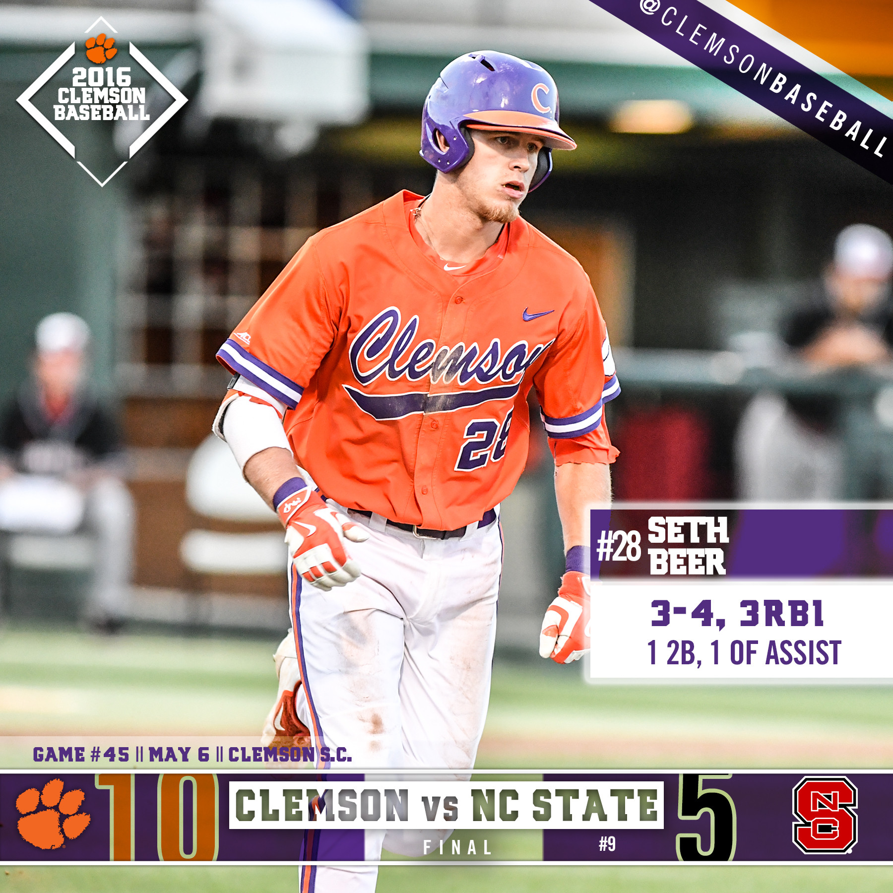 Tigers Top No. 9 NC State 10-5