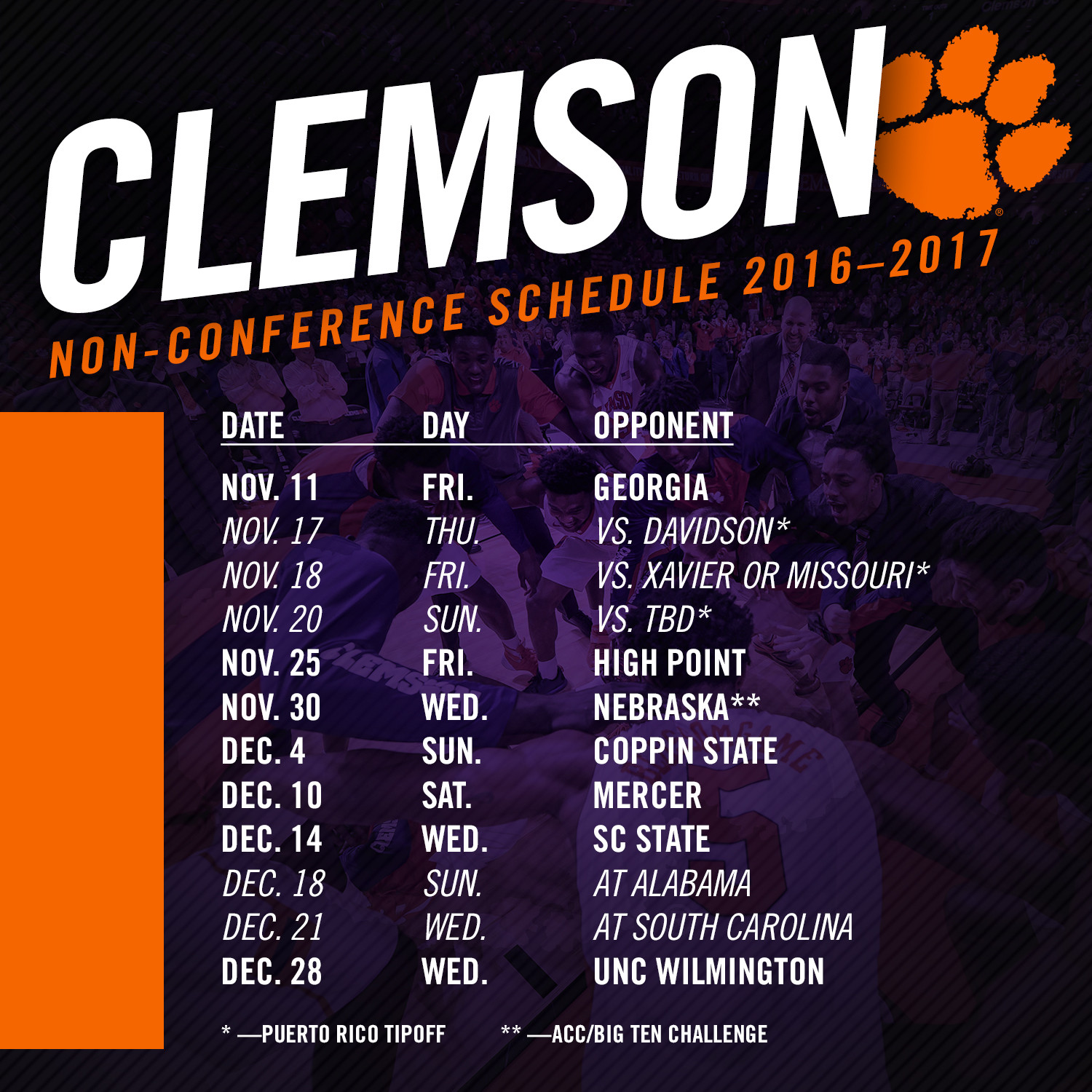 Tigers Release Non-Conference Schedule