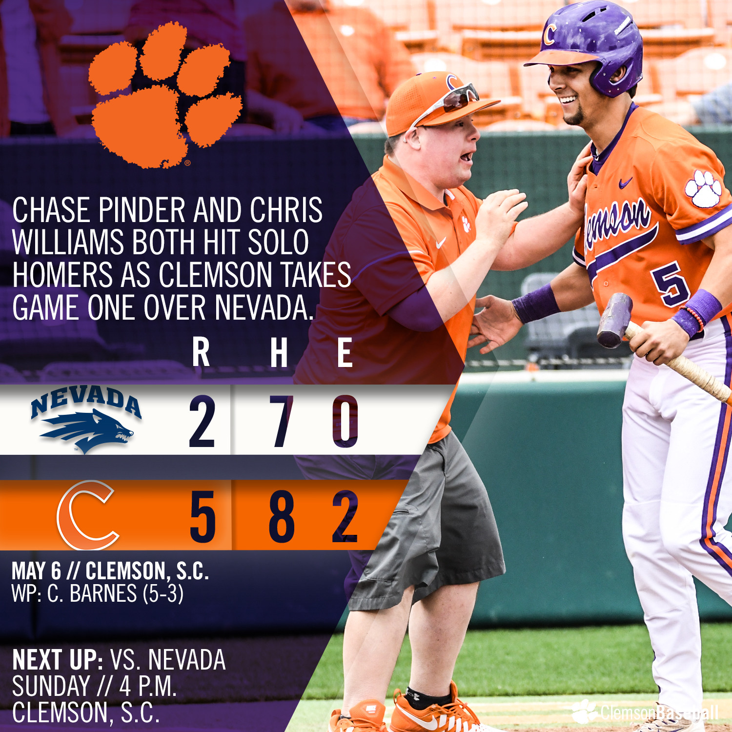 No. 6 Tigers Down Nevada 5-2
