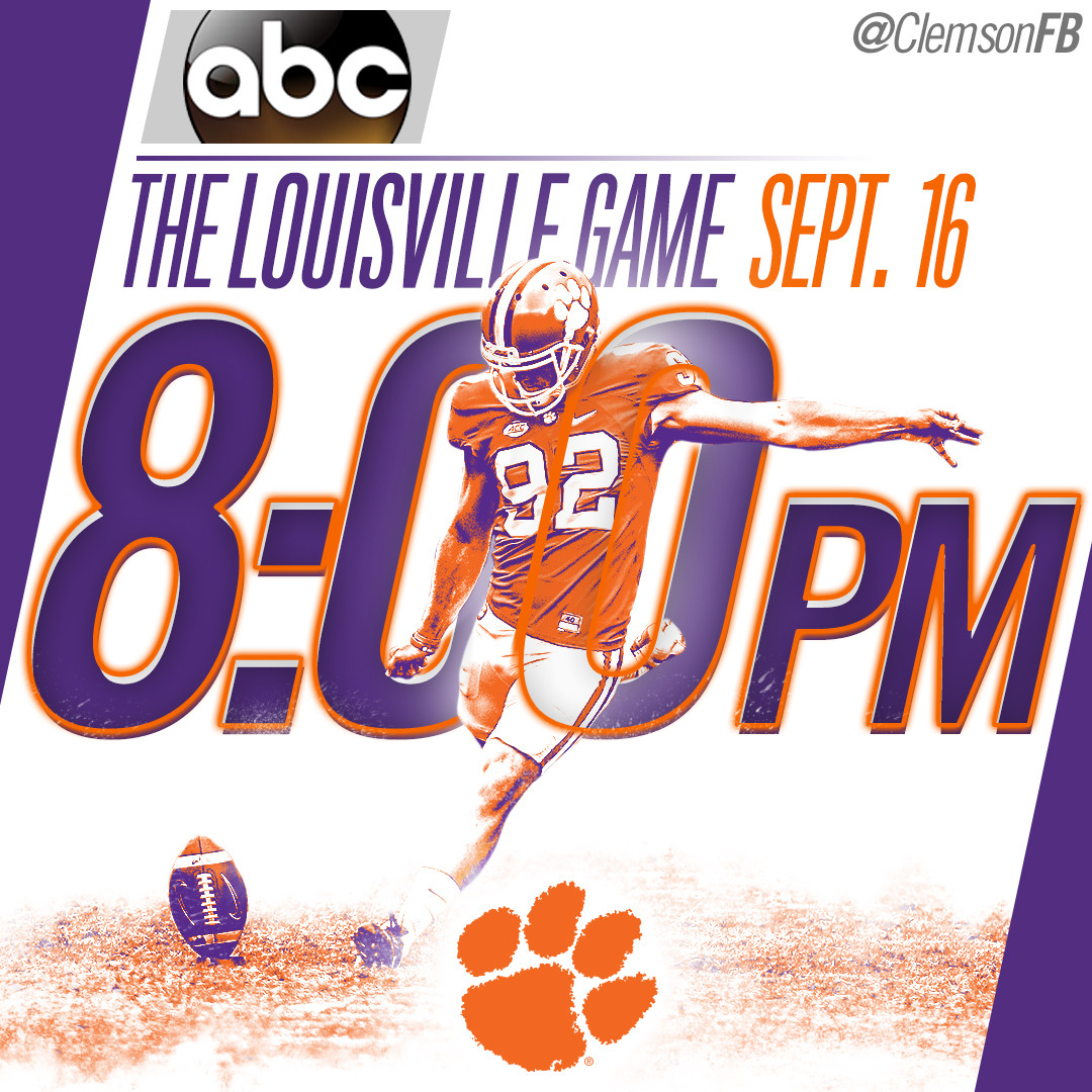Clemson at Louisville Game Moved to 8 p.m. Kick