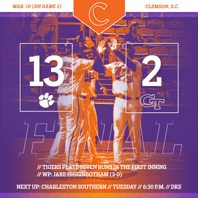 Tigers Sting GT 13-2 in Game 2 of DH