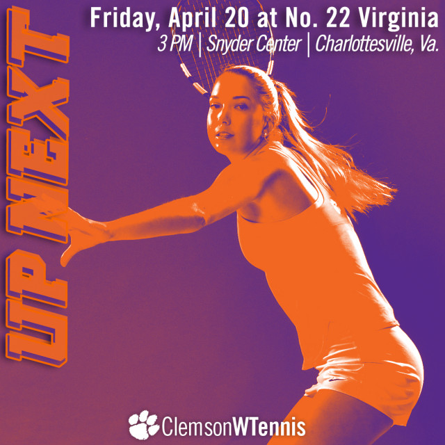 Clemson Travels to No. 22 Virginia Friday, No. 3 Georgia Tech Sunday
