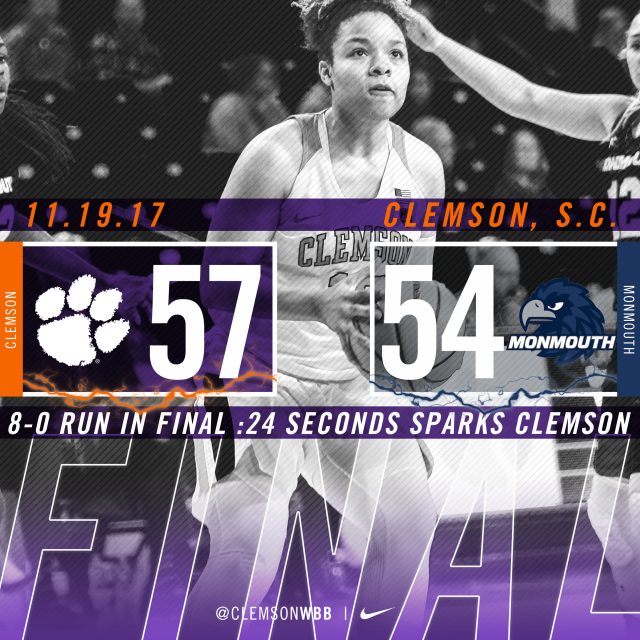 Eight Points in Final 20 Seconds Lift Tigers to 57-54 Win Over Monmouth Sunday