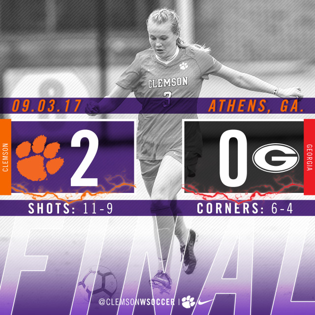 No. 8 Clemson Improves to 6-0 with 2-0 Win at Georgia Sunday