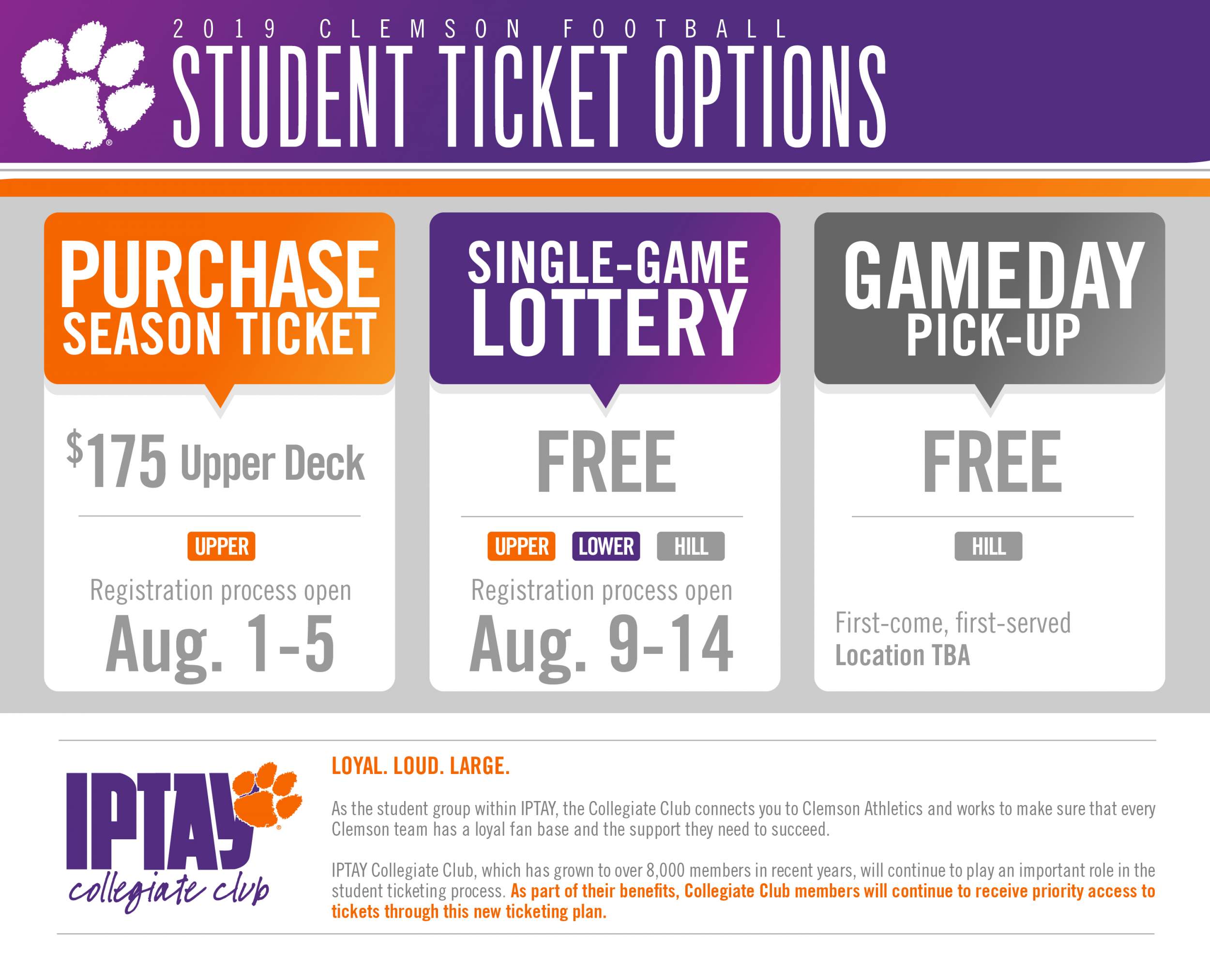 2019 Football Student Tickets Clemson Tigers Official Athletics Site