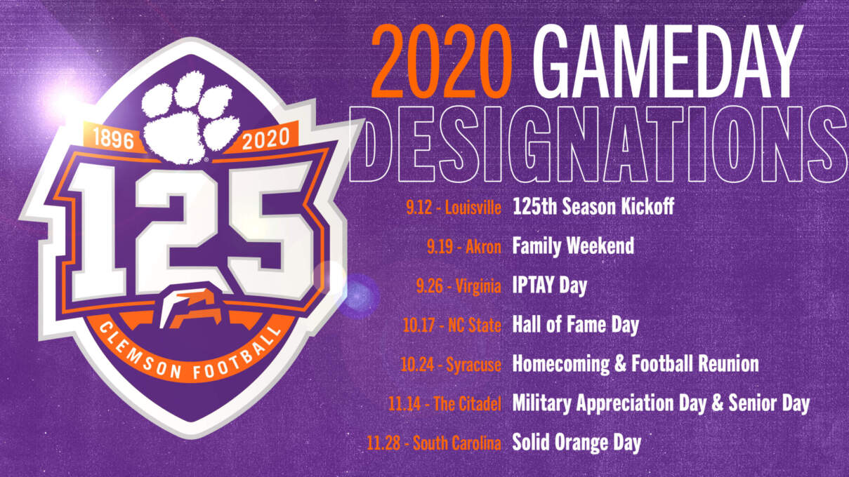 Clemson Announces 2020 Football Gameday Designations Clemson Tigers