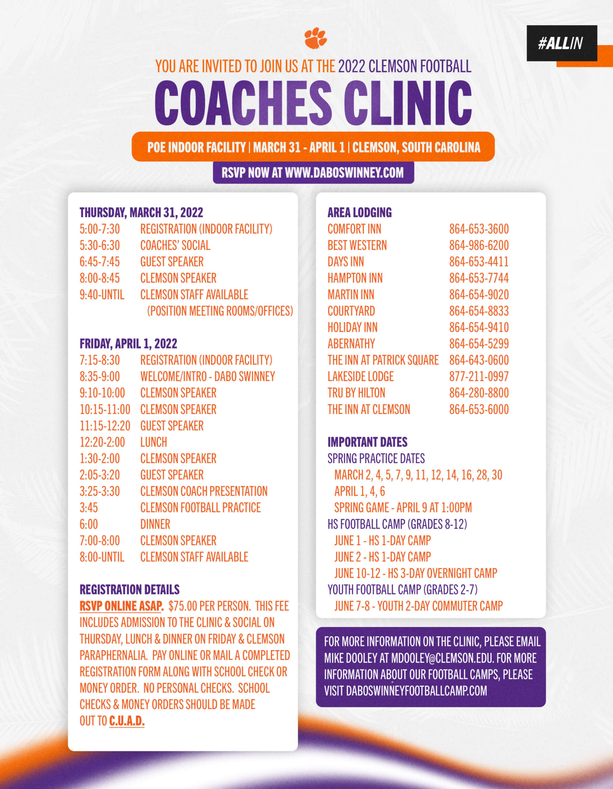 2022 Clemson Football Coaches Clinic Clemson Tigers Official