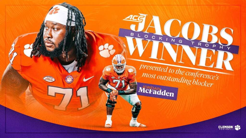 McFadden Earns ACC’s Jacobs Blocking Trophy