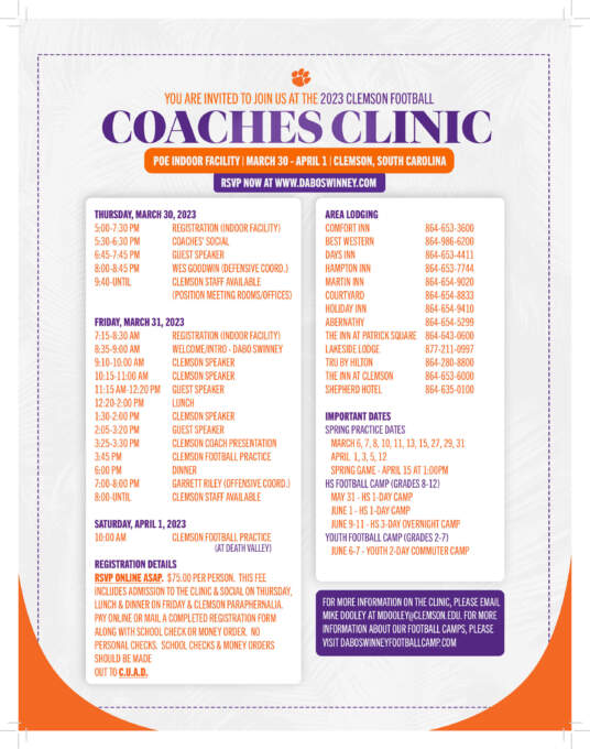 2023 Clemson Football Coaches Clinic Clemson Tigers Official
