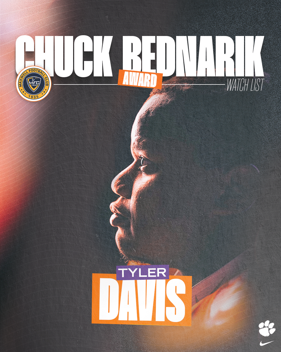 Clemson Places Three on Bednarik Award Watch List