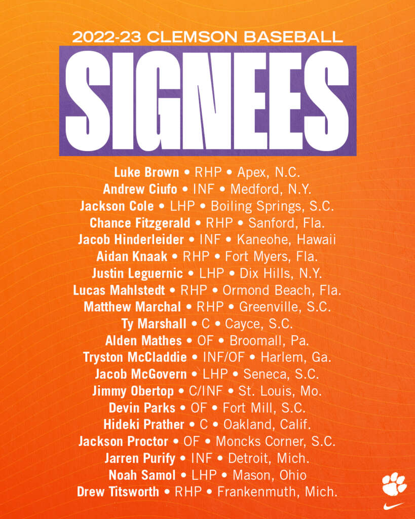 Tigers Announce Signing Class