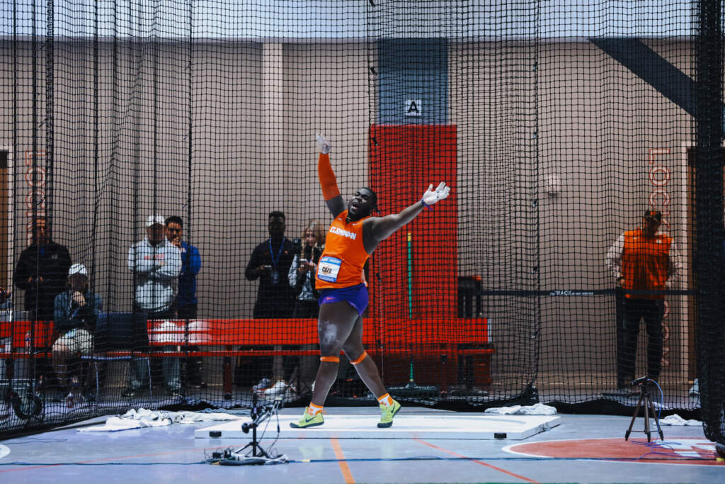 Cope Medals in Weight Throw, Tigers Shine in Day One of ACC Championships