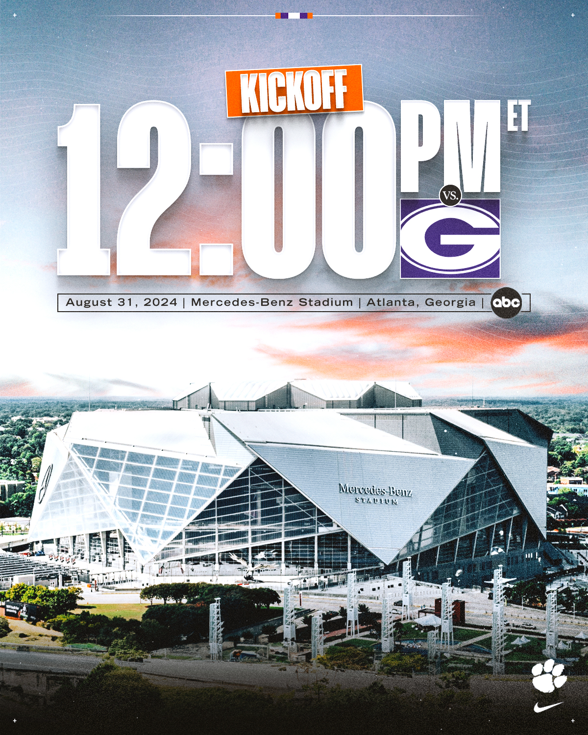 Clemson-Georgia Slated for Noon Kickoff