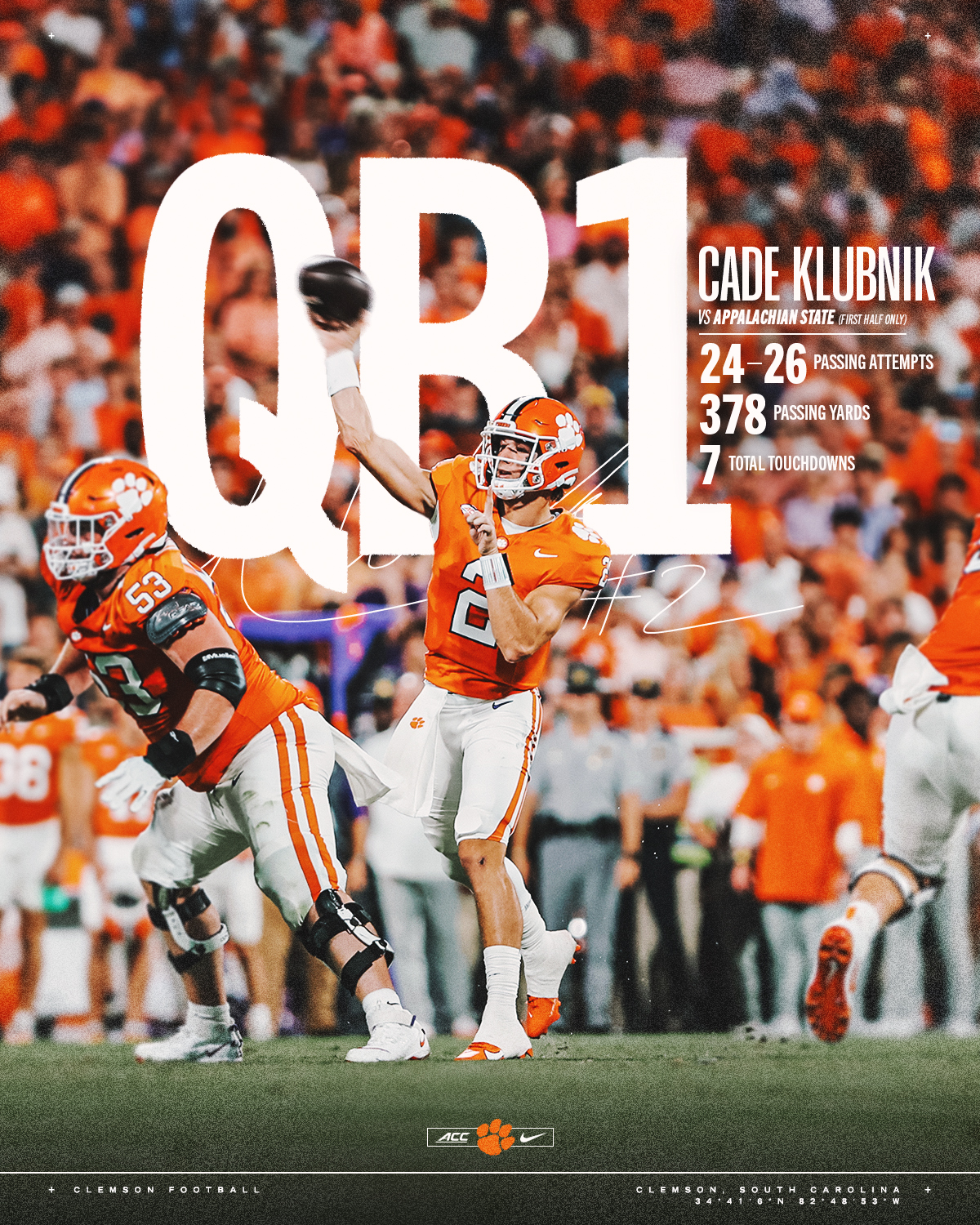 Klubnik Named ACC Co-Quarterback of the Week