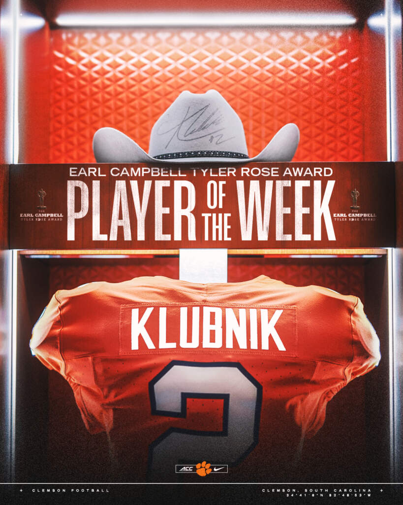 Klubnik Named Earl Campbell Tyler Rose Award National Player of the Week