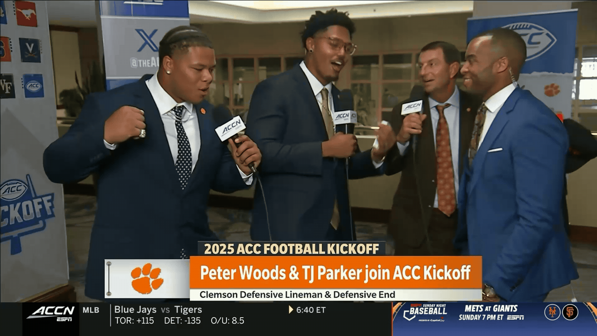 Peter Woods, T.J. Parker, and Coach Swinney Sing Clemson’s Alma Mater