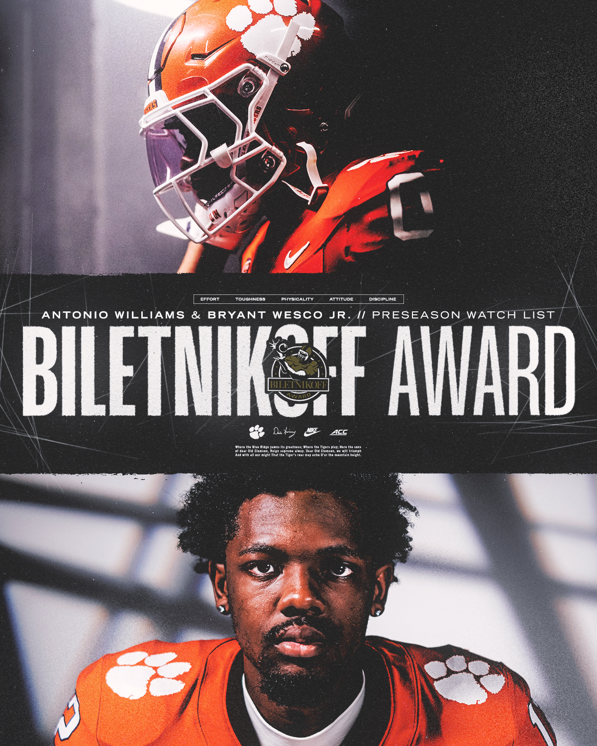 Wesco, Williams Placed on Biletnikoff Watch List