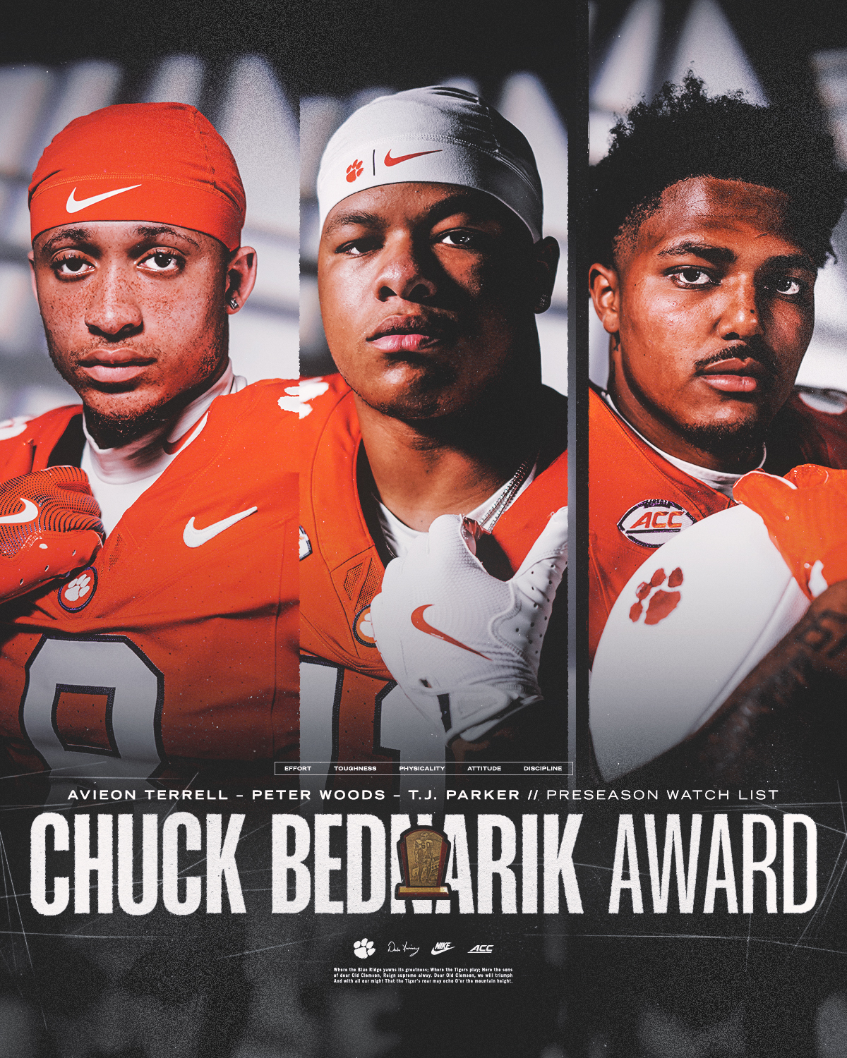 Three Tigers Placed on Bednarik Award Watch List