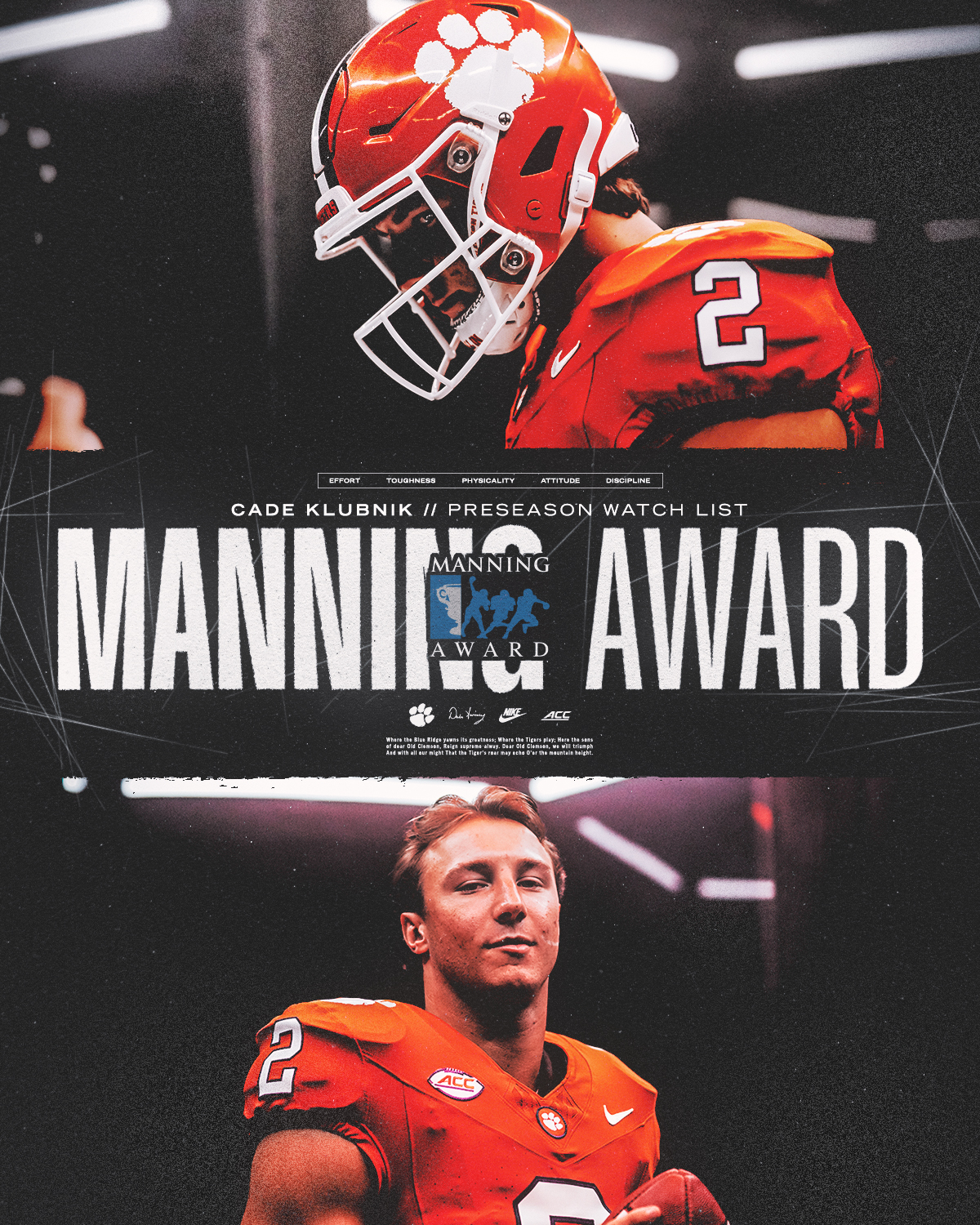 Klubnik Selected to Manning Award Watch List