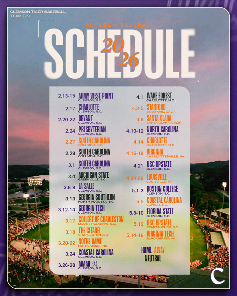 2026 Schedule Announced