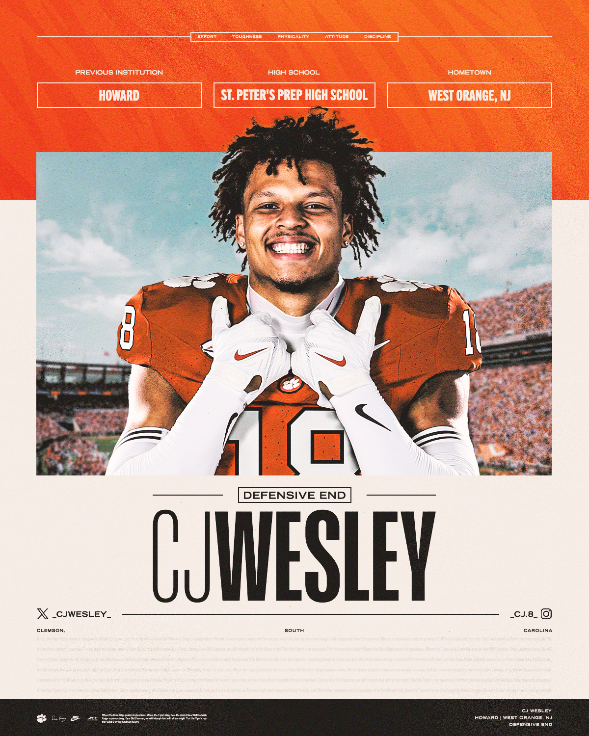 CJ Wesley – Clemson Tigers Official Athletics Site